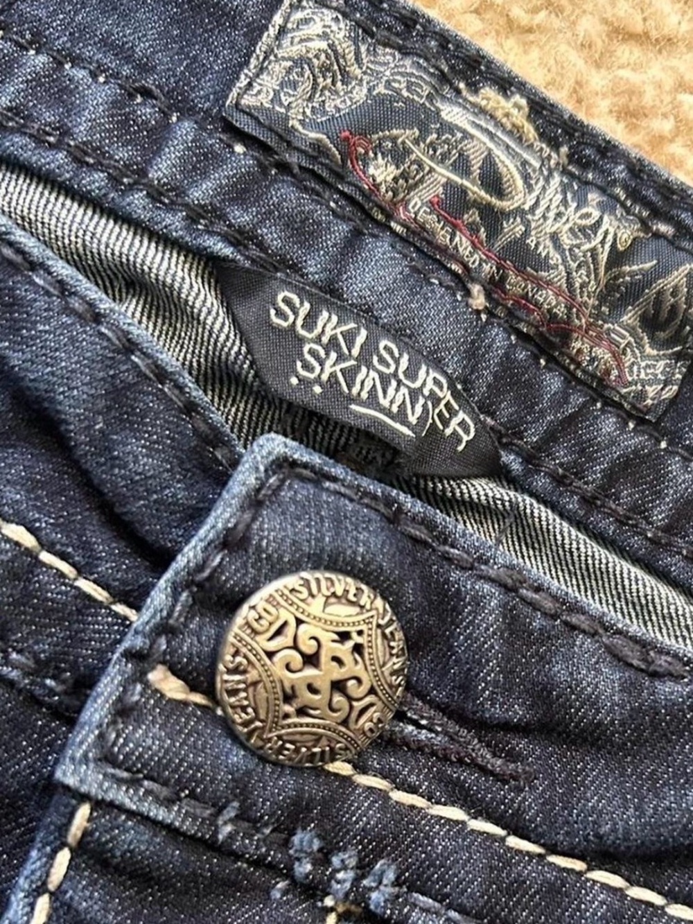y2k studded blue skinny jeans